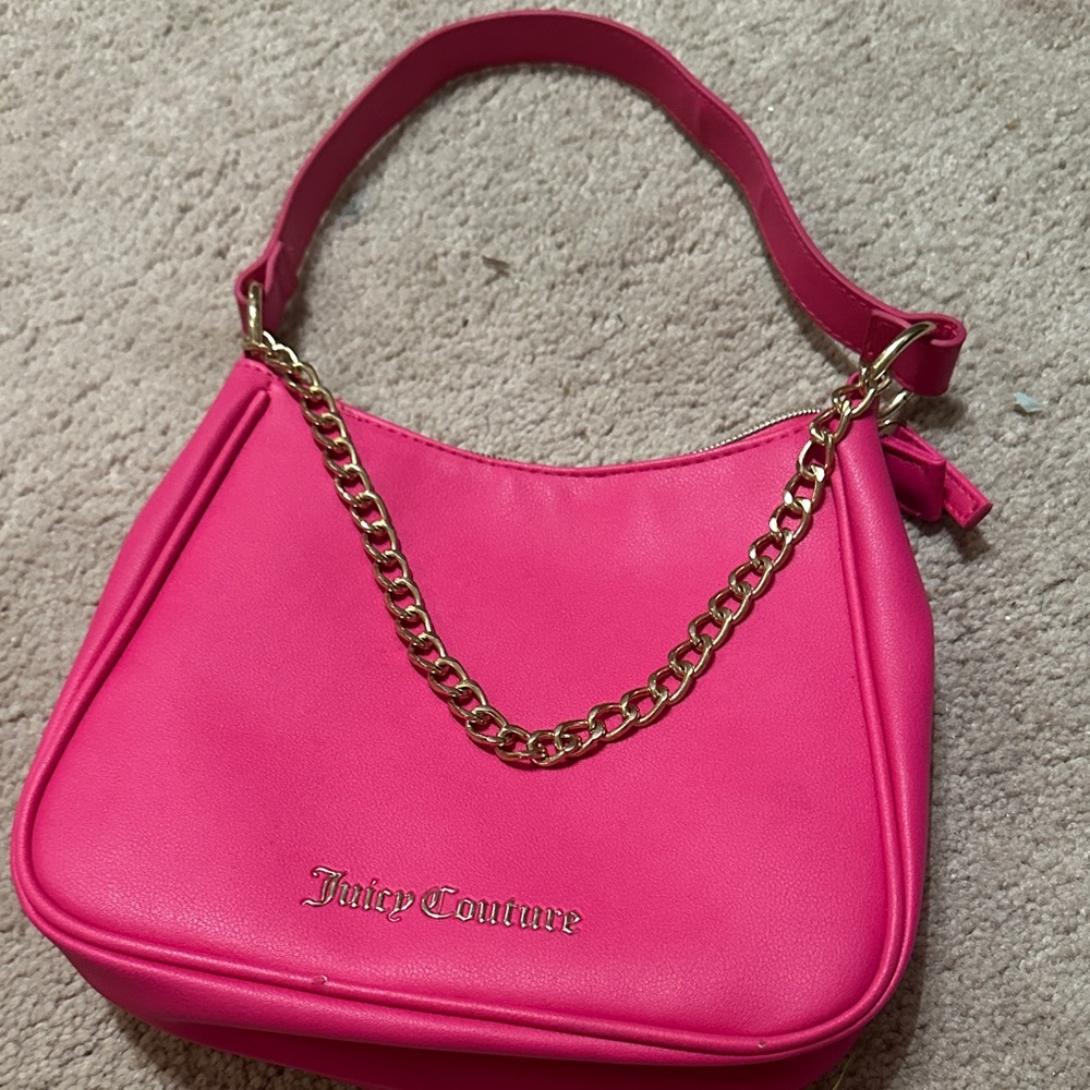 Juicy Couture Hot Pink Shoulder Bag with Gold Chain